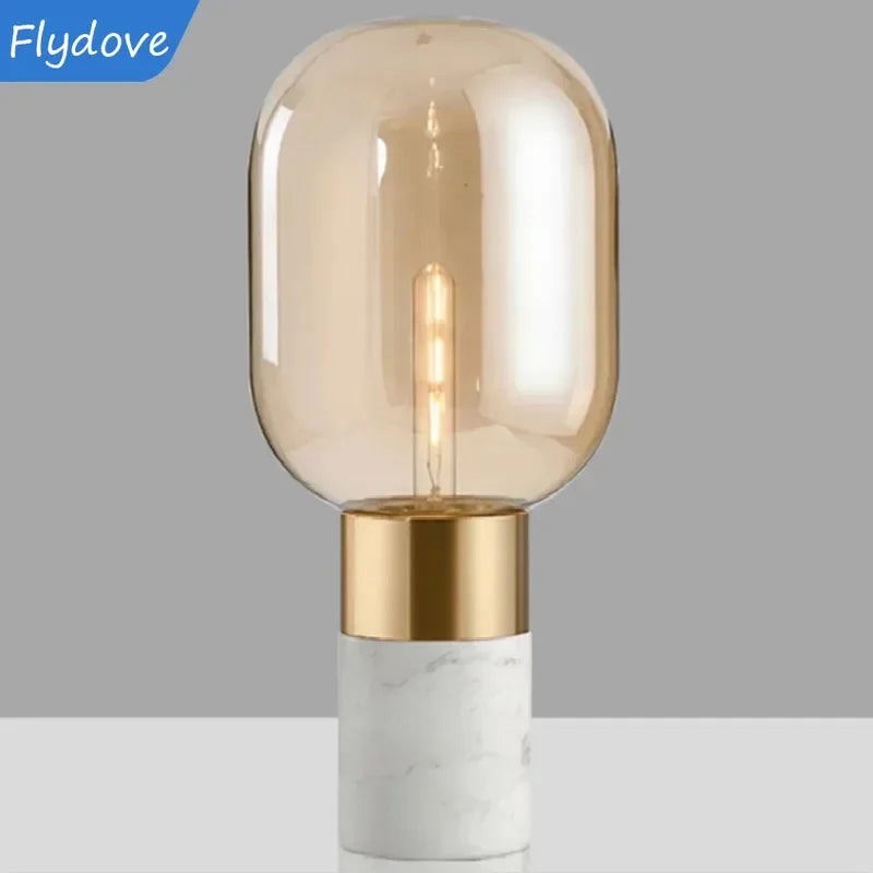 Axyaa Nordic Marble LED Desk Lamp for Living Room Study Creative Table Decor