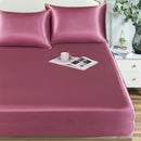 Axyaa Satin Fitted Bed Sheet Set Queen/King Size Luxurious Soft Silky Elastic Bedsheet