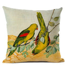 Axyaa Elegant Floral Bird Pattern Linen Cushion Cover 45x45cm for Living Room Sofa
