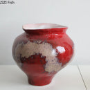 Axyaa Red Ceramic Retro Vase: Creative Plant Pot for Floral Arrangements