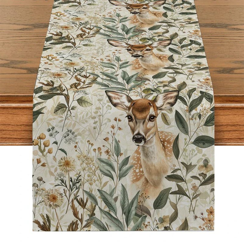 Axyaa Floral Deer Table Runner for Home Decoration and Wedding Parties