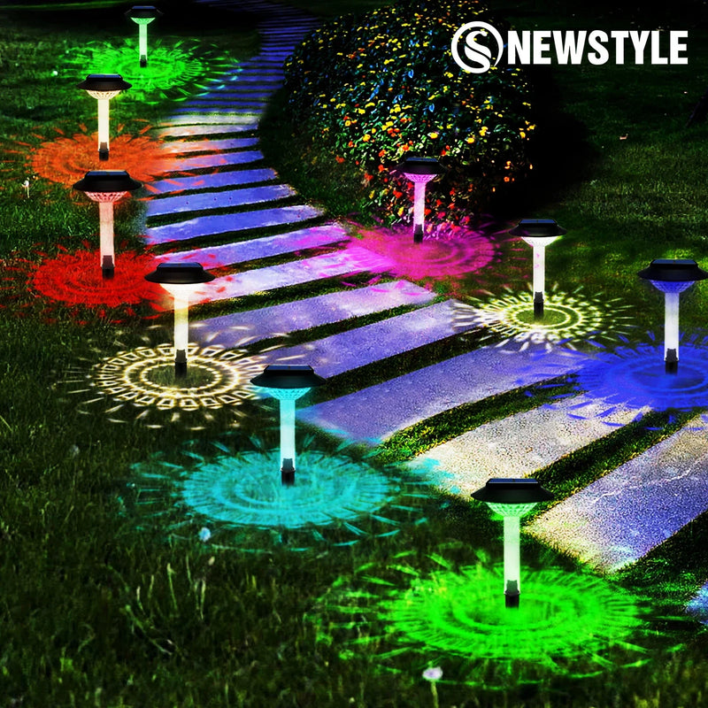Axyaa Solar Garden Lights Outdoor RGB Warm White Landscape Decor Waterproof