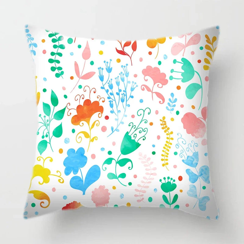 Tropical Plants Parrot Feather Cushion Cover for Sofa by Axyaa