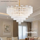 Luxury Murano Glass Chandelier by Axyaa: Elegant French Glass Tube Hanging Pendant Lighting