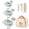 Axyaa Stainless Steel Divided Bento Lunch Box with Detachable Lid, Large Capacity