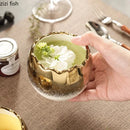 Axyaa White Gold Ceramic Eggshell Steamed Egg Bowl | Dessert Pudding Yogurt Bowl