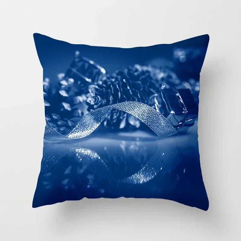 Blue Pattern Cushion Cover 45*45cm Pillowcase for Bedroom Sofa Home Decor by Axyaa