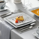 Axyaa Marble Grey Porcelain Dinnerware Set for 12