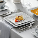 Axyaa Marble Grey Porcelain Dinnerware Set for 12