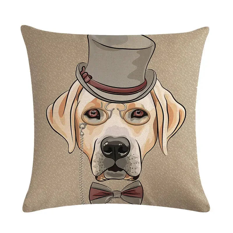 Cartoon Dog Cushion Cover by Axyaa - Linen Pet Pillow for Home Office Sofa Decor