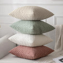 Axyaa Green Corduroy Striped Cushion Cover 18x18 Inch Farmhouse Decor Pillow