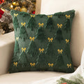 Axyaa Soft Plush Faux Fur Christmas Tree Pillow Cover for Winter Holiday Decor