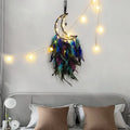Axyaa Grey Moon Feathers Dream Catcher 60cm Large Handmade Indian Style Wall Hanging