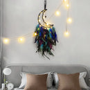 Axyaa Grey Moon Feathers Dream Catcher 60cm Large Handmade Indian Style Wall Hanging