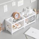 Axyaa Double Layer White Desktop Storage Rack for Desk Organization