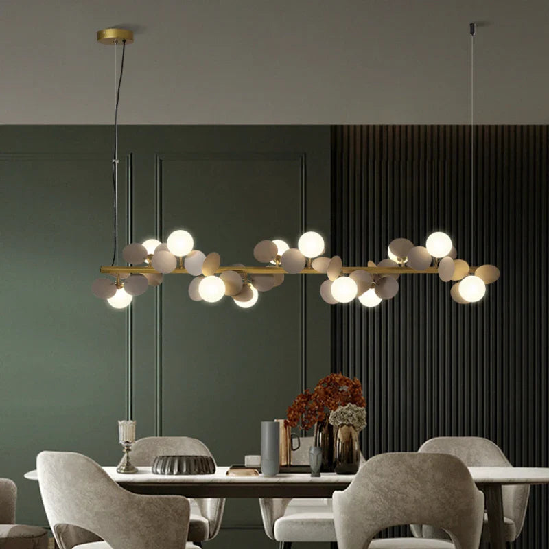 Axyaa Gold Metal LED Pendant Chandelier with Acrylic Flower Decor