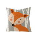 Axyaa Lovely Animals Linen Cushion Cover - Cute Bear Fox Deer Print