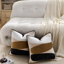 Axyaa Abstract Block Embroidery Cushion Cover in Black Brown Beige Schema 45x45cm
