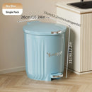Axyaa Round Foot Pedal Trash Can in Cream & Blue, Large-Capacity for Office, Kitchen, Bathroom
