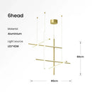 Axyaa Gold Black Linear LED Chandelier for Hotel Dinning Room