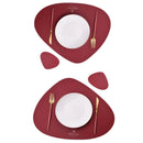 Axyaa Oval Faux Leather Placemat Coaster Sets - Waterproof Non-Slip Nordic Table Pads