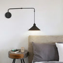 Axyaa Black Metal Wall Light: Adjustable Long Arm LED Bedside Reading Lamp
