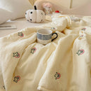Axyaa Soft Washed Summer Quilt - Minimalist Embroidered Blanket, Single Double Size