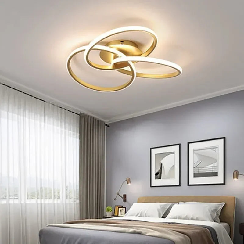Axyaa Trefoil LED Ceiling Light: Dimmable Acrylic, Black White Gold Luminaire