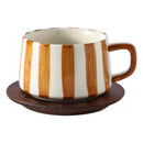 Axyaa Minimalist Stripe Ceramic Coffee Cup and Saucer Set