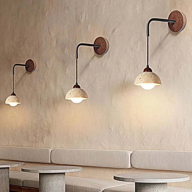 Axyaa Wabi Sabi Stone Wall Lamp: Modern LED Decor for Home, Restaurant, or Bar