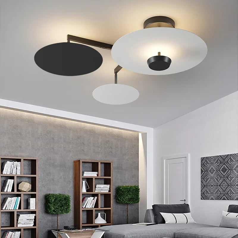 Axyaa Black Gold Round Chandelier Remote Control Dimming Ceiling Lights