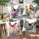 Colorful Butterflies & Floral Watercolor Design Cushion Cover for Sofa, Bedroom, Car - Axyaa