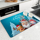 Axyaa Christmas Kitchen Drying Mat Large Absorbent Anti-slip Draining Pad