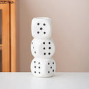 Axyaa Dice Shape Ceramic Vase for Aesthetic Room Decor and Flower Arrangement
