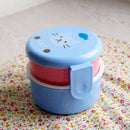 Axyaa Kids Animal Bento Lunch Box: Double-layer Round Snack Box, Microwave Safe, Portable