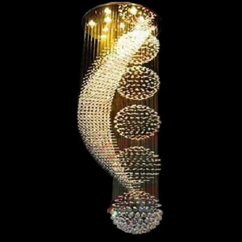 Axyaa Crystal Chandelier LED Stair Lamp Modern Elegant Hotel Villa Lighting