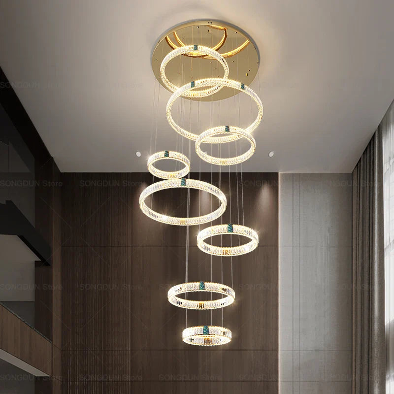 Luxury Duplex Crystal Chandelier & Modern Living Room Set by Axyaa