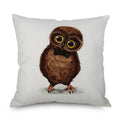 Axyaa Owl Linen Pillowcase 45x45cm Decorative Cushion Cover Sofa Throw Pillows Case