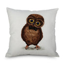Axyaa Owl Linen Pillowcase 45x45cm Decorative Cushion Cover Sofa Throw Pillows Case