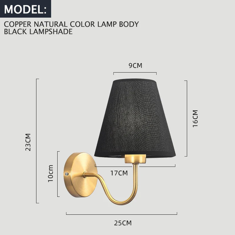 Axyaa Retro Fabric Wall Lamp for Home Decor & LED Lighting