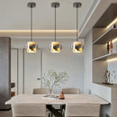 Axyaa Marble Gray Glass Pendant Light Adjustable Chandelier for Dining Room
