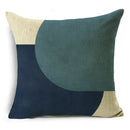 Axyaa Blue Texture Print Linen Cushion Case for Living Room Sofa - 40cm/45cm/50cm