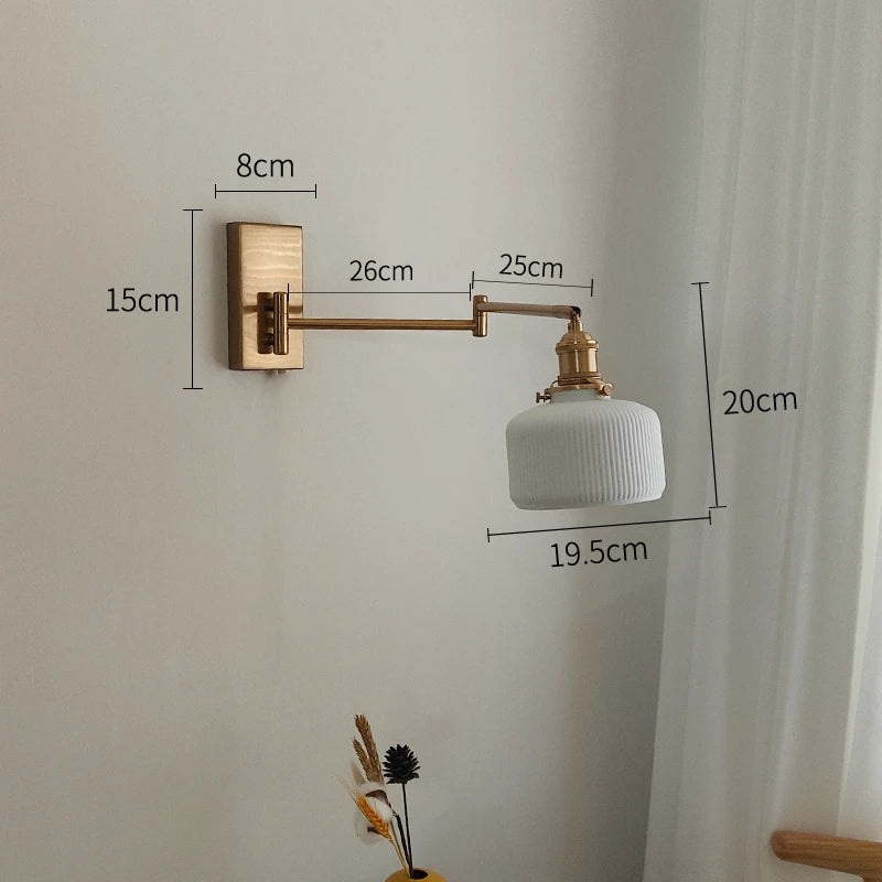 Axyaa Nordic LED Wall Sconce Left Right Rotate Pull Chain Switch Stair Light