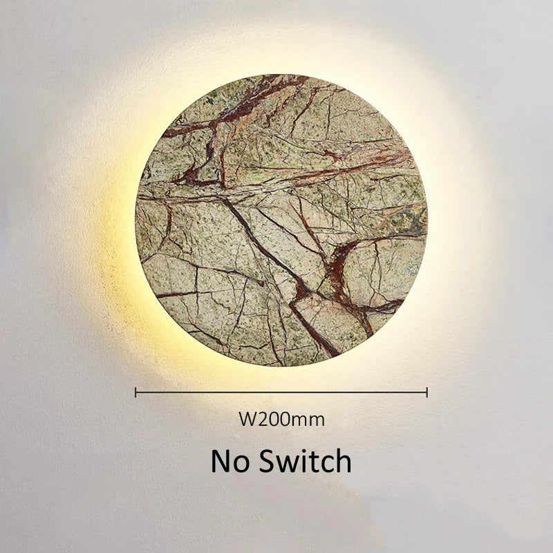 Axyaa Circular Marble Wall Lamps Modern Wabi Sabi LED Sconce Lights