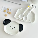 Axyaa Cute Korean Cartoon Ceramic Plates Spoon Set Kitchen Tableware