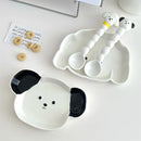 Axyaa Korean Ceramic Plates Spoon Set | Kawaii Cartoon Kitchen Tableware Dish