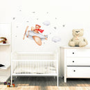 Axyaa Bear Airplane Wall Stickers for Kids Room - Cute Animals Nursery Decals