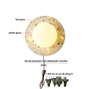 Axyaa White Glass LED Wall Light Fixture Terrazzo Stone Pull Chain Switch Home Decor
