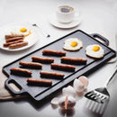 Axyaa Cast Iron Double-Sided Barbecue Tray with Striped Iron Plate