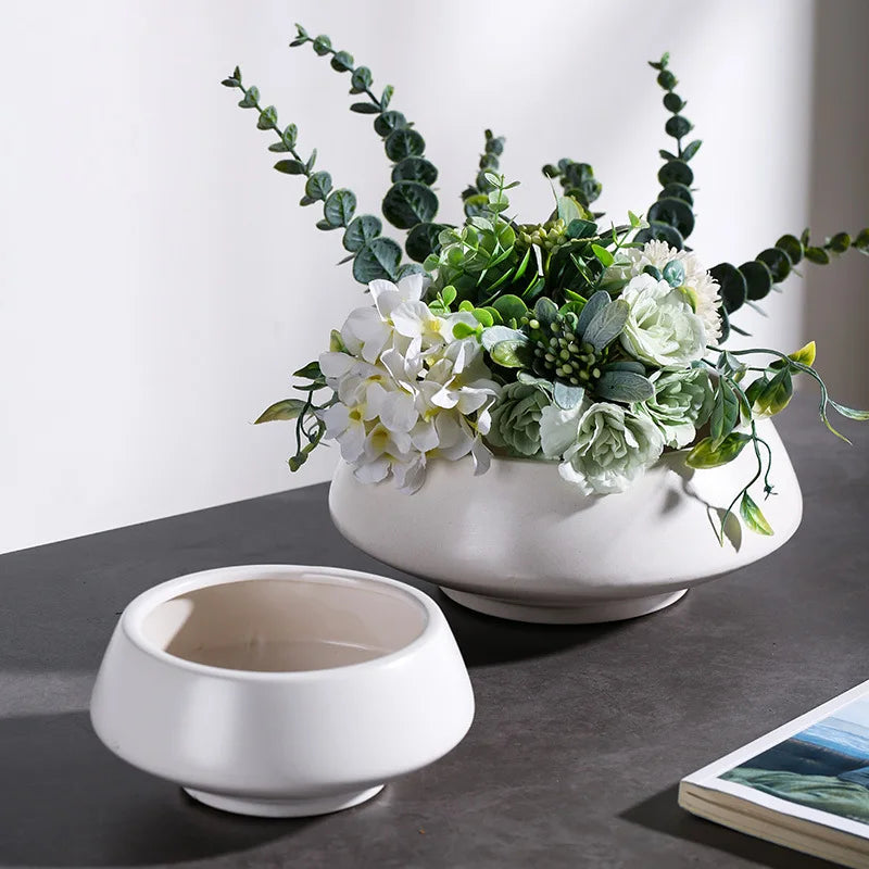 Axya Ceramic Wide Mouth Flowerpot Vase Succulent Plant Pot Garden Pots